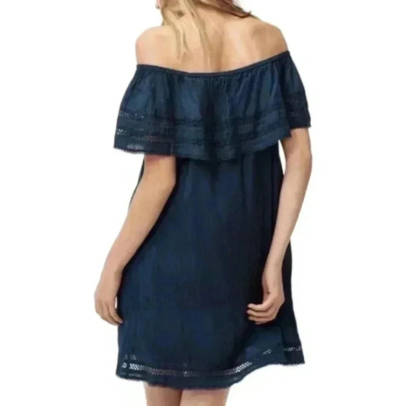 Aritzia Wilfred Emmie Dress Dark Romantic Womens S Navy Broderie Prairie Boho - Picture 5 of 12